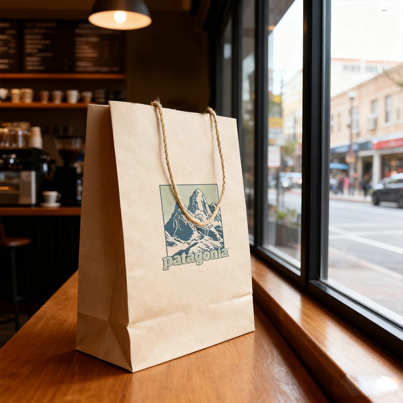 Kraftpapper presentpåse med pappersrep